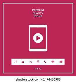 Tablet with play button Icon. Graphic elements for your design