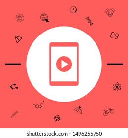 Tablet with play button Icon. Graphic elements for your design