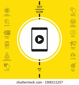 Tablet with play button Icon. Graphic elements for your design