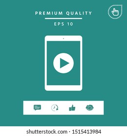 Tablet with play button Icon. Graphic elements for your design