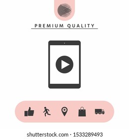 Tablet with play button Icon. Graphic elements for your design