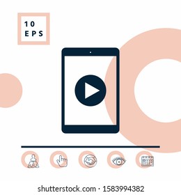 Tablet with play button Icon. Graphic elements for your design