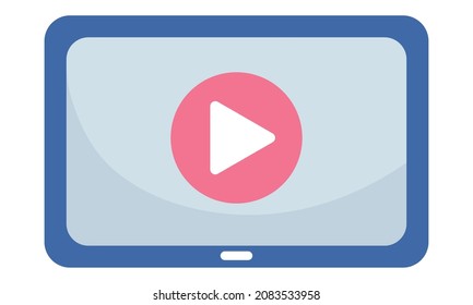 tableta con botón de reproducción sobre fondo blanco