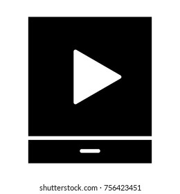 Tablet with play button silhouette icon. 96x96 for Web Graphics and Apps.  Simple Minimal Pictogram. Vector