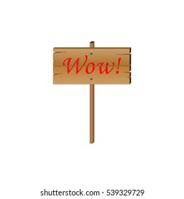 The tablet pointer plate and wow inscription. isolation on a white background. vector illustration for web design