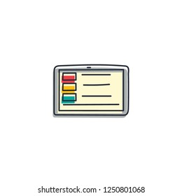 Tablet with presentation file clip art template. Business and finance concept icon. Vector illustration design eps10