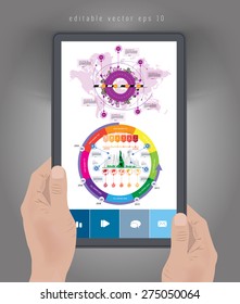 Tablet presentation of infographic, vector