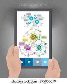 Tablet presentation of infographic, vector