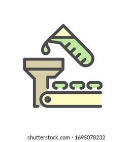 Producción farmacéutica y fabricación conjunto de iconos vectoriales, trazo editable.