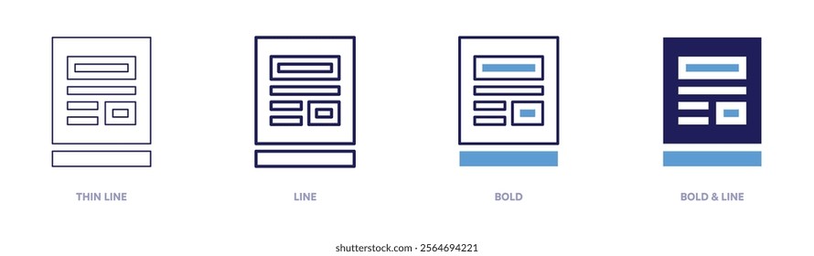 Tablet prices icon in 4 different styles. Thin Line, Line, Bold, and Bold Line. Duotone style. Editable stroke.