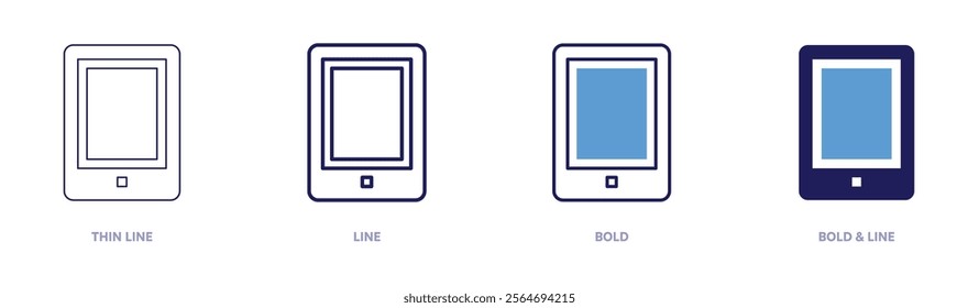 Tablet protector icon in 4 different styles. Thin Line, Line, Bold, and Bold Line. Duotone style. Editable stroke.