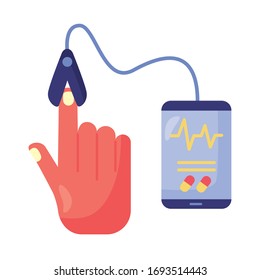 tablet with pulse measure health online detaild style vector illustration design