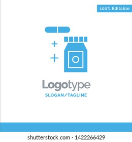 Tablet, Rainy, Temperature Blue Solid Logo Template. Place for Tagline
