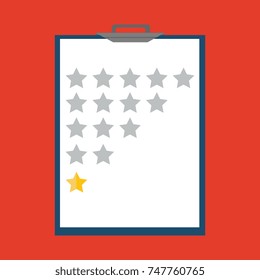Tablet with rating stars. Concept of voting, evaluation and feedback. Vector