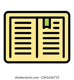 Tablet reading book icon outline vector. Homework help. Child study color flat