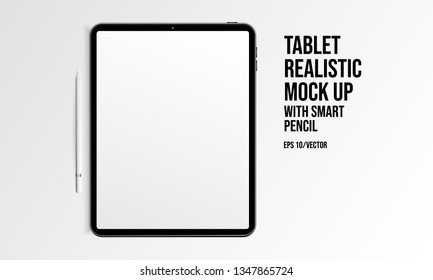 Tablet realistic mockup with smart pencil