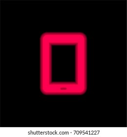 Tablet red glowing neon ui ux icon. Glowing sign logo vector