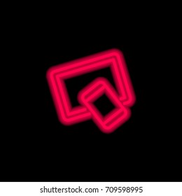 Tablet red glowing neon ui ux icon. Glowing sign logo vector