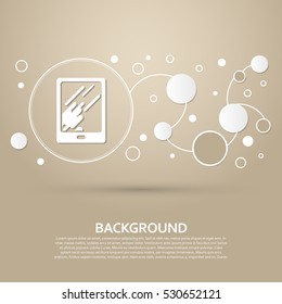 Tablet with the reflection of light icon on a brown background with elegant style and modern design infographic. Vector illustration