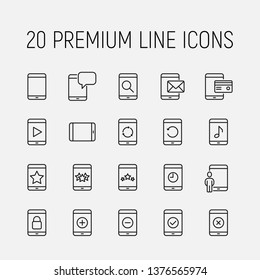 Tablet related vector icon set. Well-crafted sign in thin line style with editable stroke. Vector symbols isolated on a white background. Simple pictograms