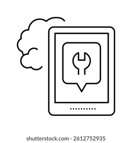 tablet repair line icon vector. tablet repair sign. isolated contour symbol black illustration