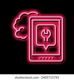 tablet repair neon light sign vector. tablet repair illustration