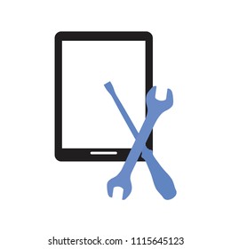 tablet repair on white background. 