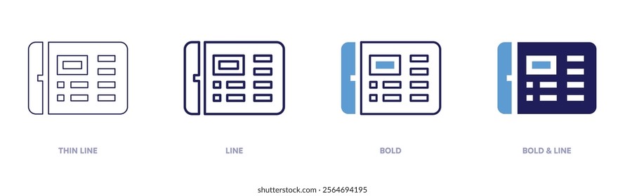 Tablet repairs icon in 4 different styles. Thin Line, Line, Bold, and Bold Line. Duotone style. Editable stroke.
