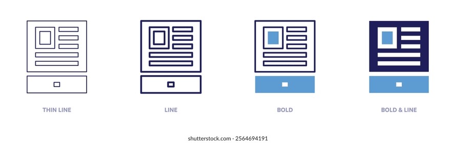 Tablet replacement icon in 4 different styles. Thin Line, Line, Bold, and Bold Line. Duotone style. Editable stroke.