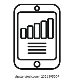 vector de contorno de icono de informe de Tablet PC. Informe comercial. Rendimiento digital