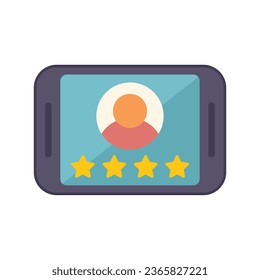 Tablet review icon flat vector. Star rate. User support isolated
