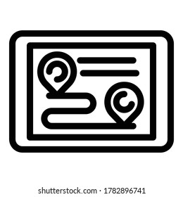 Tablet running route icon. Outline tablet running route vector icon for web design isolated on white background