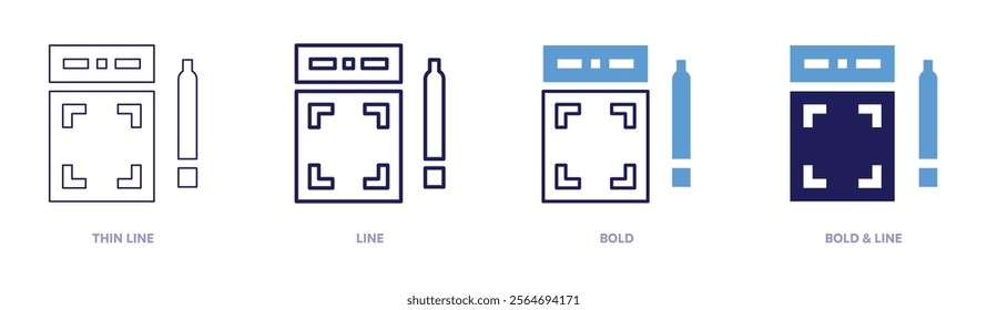 Tablet scalability icon in 4 different styles. Thin Line, Line, Bold, and Bold Line. Duotone style. Editable stroke.