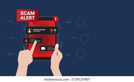 Tablet with scam alert pop-ups and suspicious messages. Concept of phishing attack, fraud detection, and cyber safety awareness.