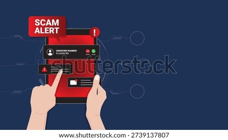 Tablet with scam alert pop-ups and suspicious messages. Concept of phishing attack, fraud detection, and cyber safety awareness.
