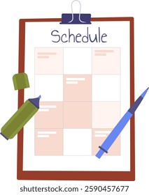 Tablet With Schedule Sheet Vector Illustration