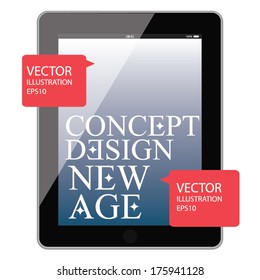 tablet screen with concept design. new age. vector illustration