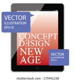 tablet screen with concept design. new age. vector illustration