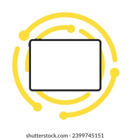 Parodia de la pantalla del tablet. Plano, color, plantilla de pantalla de tableta para el diseño, pantalla de tableta. Ilustración del vector