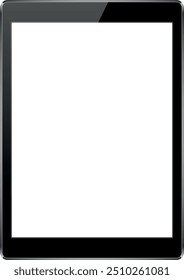 Tablet screen mockup. Realistic white app display