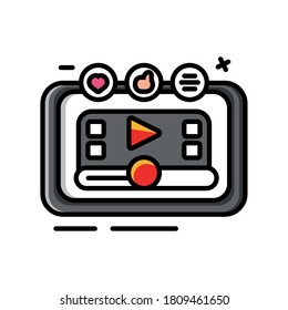 pantalla de tablet con iconos multimedia, diseño de ilustración vectorial de red social