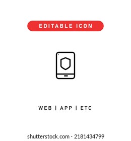 icono de trazo modificable de seguridad de tablet, icono de esquema para web, aplicación, presentación, etc