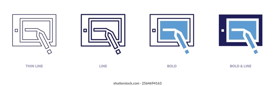 Tablet security icon in 4 different styles. Thin Line, Line, Bold, and Bold Line. Duotone style. Editable stroke.