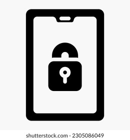 Tablet security icon in solid style, use for website mobile app presentation