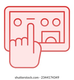 Tablet and selection hand flat icon. Hand with digital tablet pink icons in trendy flat style. Touch screen gradient style design, designed for web and app. Eps 10