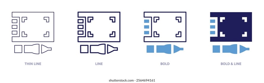 Tablet series icon in 4 different styles. Thin Line, Line, Bold, and Bold Line. Duotone style. Editable stroke.