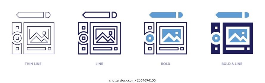 Tablet services icon in 4 different styles. Thin Line, Line, Bold, and Bold Line. Duotone style. Editable stroke.
