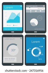 Tablet with a set of infographics elements