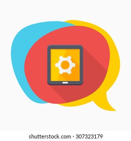 Tablet setting icon, vector illustration. Flat design style with long shadow,eps10