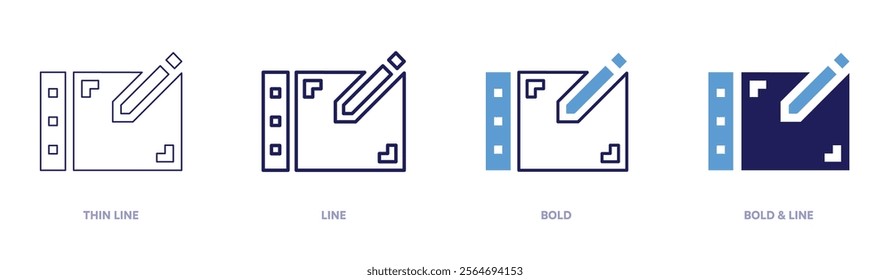 Tablet settings icon in 4 different styles. Thin Line, Line, Bold, and Bold Line. Duotone style. Editable stroke.